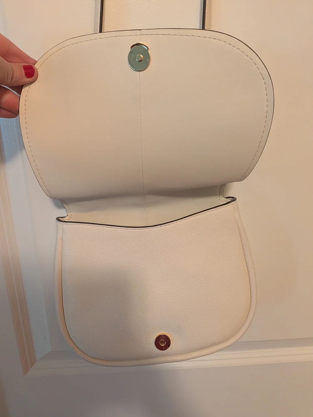 kate spade Cream Pebbled Leather Saddle Crossbody with Gold Heart Charm